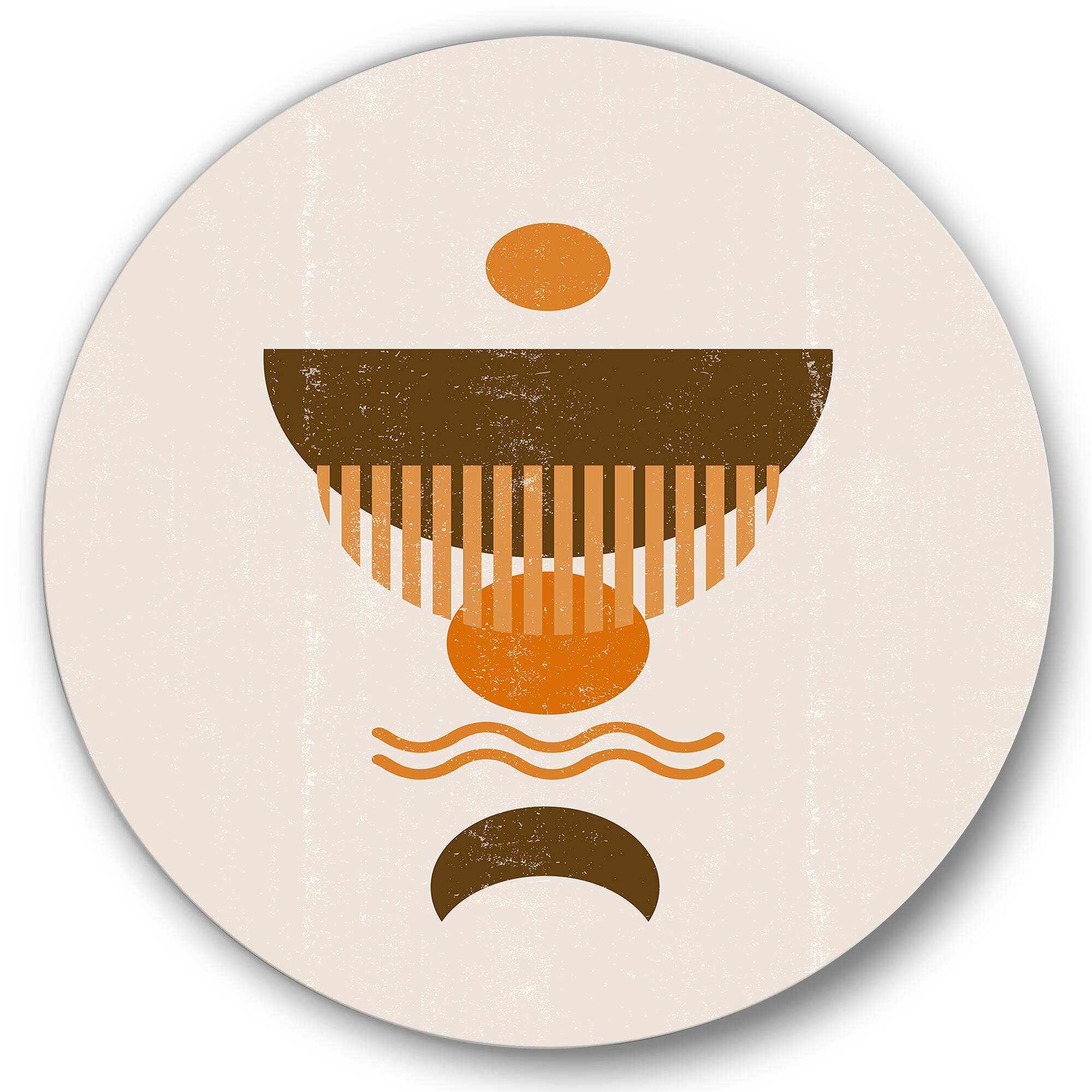 Designart - Abstract Minimal Orange Sun and Brown Moon